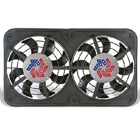 Flex-A-Lite Lo-Profile デュアルSブレード電動ファン プッシャープラー/リバー...