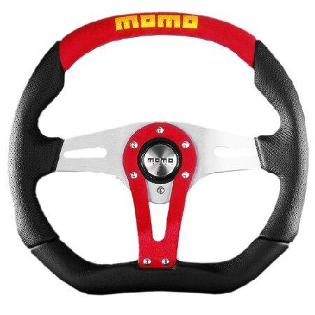 MOMO TRK35BK0R Trek Red 350 mm Leather Steering Wh...