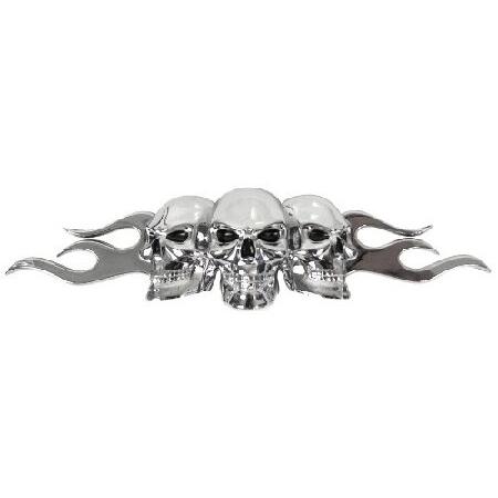 Custom Accessories 98076 Flaming Skull Emblem, SIL...