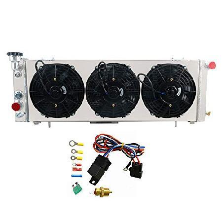 ALLOYWORKS 3列コアアルミニウムラジエーター+ 3x9インチファンシュラウド+リレー199...