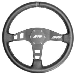 PRPシートオフロードフラットステアリングホイール、高強度アルミニウム、耐久性のあるレザーグリップ、マットブラック仕上げ、6ポイントボルトパタ 並行輸入品｜import-express-net