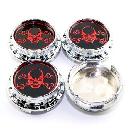 スチールフレーム モーター4個 67mm/62mm レッドスカル ホイールセンターキャップ レイTE...