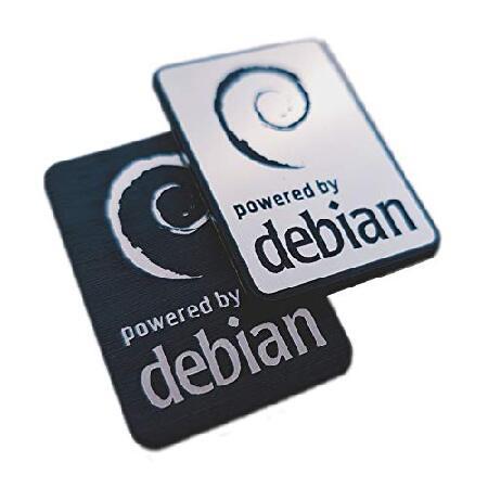 Debian Linux ステッカーセット(エンブレム2枚)-35mmx25mm、ブラック 輸入品