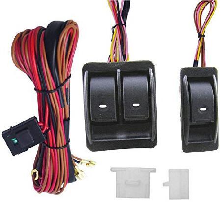 Paddsun 12V ユニバーサルパワーウィンドウスイッチキットセット 配線ハーネス+スイッチホル...