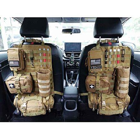 Molle シートバックオーガナイザー タクティカルカーシートオーガナイザー ポーチ付き タクティカ...