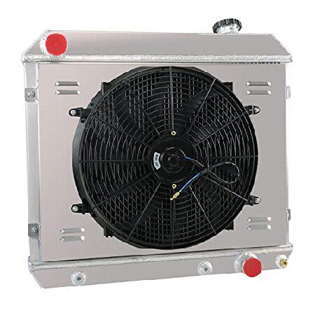 RadySpeed 3列ラジエーター+シュラウドファン+リレー 63-66シボレーピックアップトラッ...