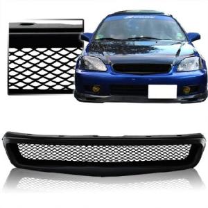 HK5 Black Mesh ABS Type R Style Front Hood Grille Grill Compatible with 1999-2000 Honda Civic 並行輸入品｜import-express-net
