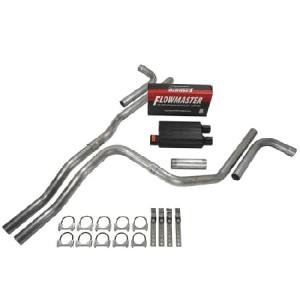 Truck Exhaust Kits- Cat-back 2.5&quot; Dual Exhaust Kit with Flowmaster Super 40 and Side Exit No Tips 並行輸入品