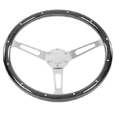 クラシックステアリングホイール 380mm/15インチ ユニバーサル木目ステアリングホイール アセン...