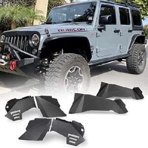 フロントとリア インナーフェンダーライナー Jeep 2007-2018 Wrangler JK ＆ JKU Unlimited 4WD 2WD 2WD Hawkley 合金スチールフェンダーフレア イン 並行輸入品｜import-express-net