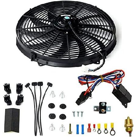 16インチ 電気ラジエーターファン 3000CFM 10ブレード 電動ファン 自動車 ブラック サー...