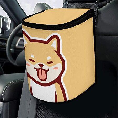 NiuKom 車用ゴミ箱 かわいい柴犬 犬 車用ゴミ袋容器 ゴミ袋蓋付き 漏れ防止 車のくずかごオー...