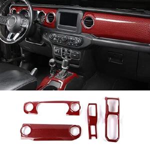 CheroCar センターコンソールパネル ダッシュボードカバー＆ギアシフトパネルカバー インテリアアクセサリー Jeep Wrangler JL JLU 2018-2022 ＆ Gla 並行輸入品｜import-express-net