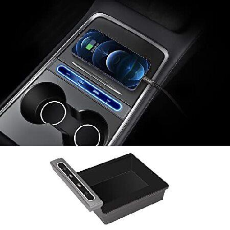 Topabyte Tesla USB LEDハブ センターコンソールオーガナイザートレイ付き モデル...