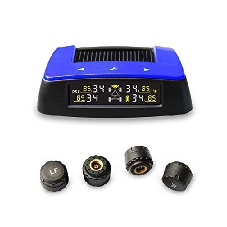 VESAFE ユニバーサルソーラーTPMS ワイヤレスタイヤ空気圧監視システム 4つのDIY外部キャ...