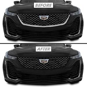 SlickMod クローム削除ブラックアウトビニールオーバーレイ 2020-2023 Cadillac CT5 フロントグリルトリム用 (グロスブラック、2.フロントグリルトリ 並行輸入品｜import-express-net