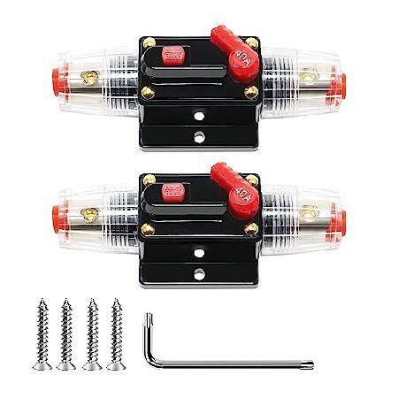 NuIth 40アンペア インラインヒューズ サーキットブレーカー マニュアルリセット付き 防水 4...