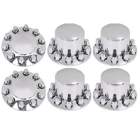 CNNELL ハブカバー セミトラックホイールキット 車軸カバー クロム 33mm ラグフロント＆リ...