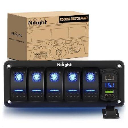 Nilight 5 Gang Rocker Switch Panel Blue Backlit wi...