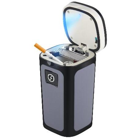 SOLARXIA 車用灰皿 シガー電子シガーライター ソーラー電源/USB充電式 蓋付き ブルーLE...