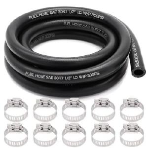 Jeemiter 1/2インチ (13mm) ID 燃料ラインホース 10フィート NBR ネオプレンゴムプッシュロックホース 高圧 300PSI クランプ10個付き 自動車用燃料シ 並行輸入品｜import-express-net