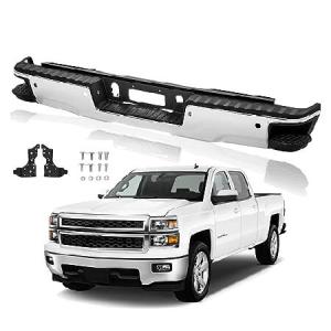 リアバンパーアセンブリ 2014-2018 シボレー シルバラード GMC シエラ 1500 センサー穴付き カーボンスチール 光沢クロム 並行輸入品｜import-express-net