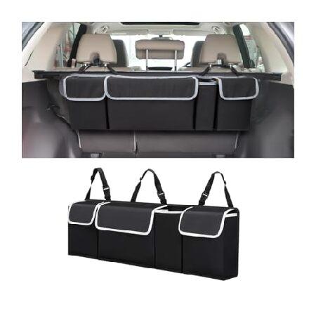 Osilly 車用トランクオーガナイザー 蓋付き 後部座席吊り下げ収納バッグ ポケット4個＆調節可能...