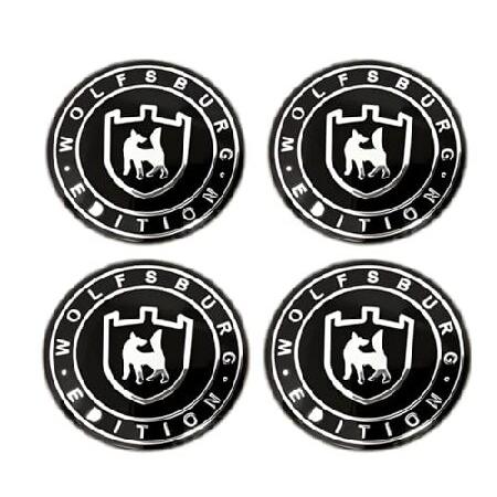 ヴォルフスブルク版エンブレム カーホイールセンターハブキャップ 3Dバッジ デカールステッカー 4個...