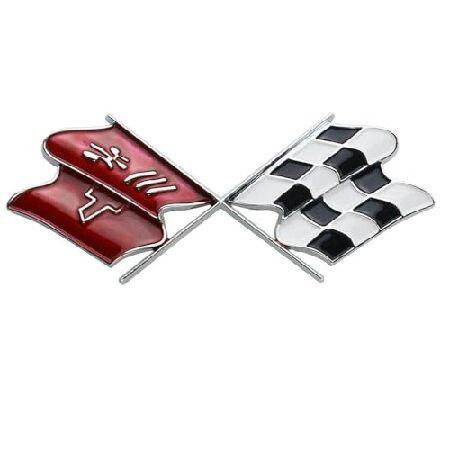1Pc Gas Door Emblem Badge Crossed Flags Replacemen...