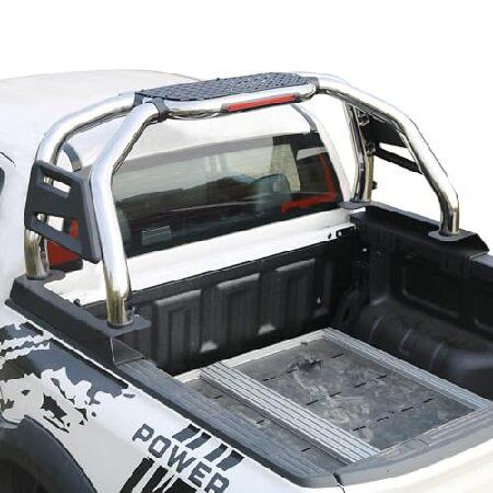 KEHOSX トラック荷台ラックロールバー フラッグホルダー付き 調節可能なベッドラック ステンレス...