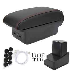 Keenso Black Smooth Surface Car Armrest Box, ABS and PU Leather Large Capacity Center Console Storage Box Replacement ForAccent Solaris 輸入品