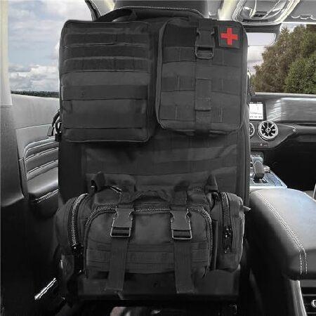 ユニバーサル ブラック タクティカルカーバックレスト シートバックオーガナイザー Molle タクテ...