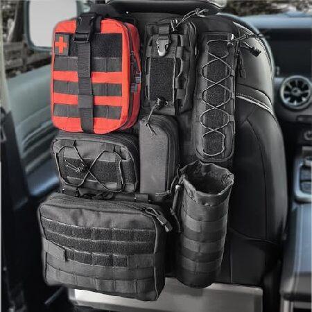 ユニバーサル ブラック タクティカルカーバックレスト シートバックオーガナイザー Molle タクテ...