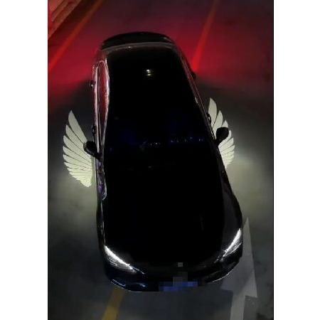 Car rearview mirror angel wing welcome light Car c...