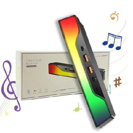 Blocroche USB ハブ Teslaモデル3/Y用:格納式ケーブル、LEDライト/音声制御 ...