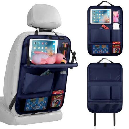 LUCMO 車用後部座席オーガナイザー タブレットホルダー付き 収納ポケット6つ 折りたたみ式フード...