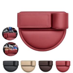 Car Leather Cup Holder Gap Bag,2024 New Seat Gap Storage Box,Adjustable Car Gap Filler,Leather Cup Holder Gap Bag with Cup Holder for Phone 並行輸入品｜import-express-net