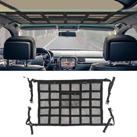 RGOAANC 車用天井カーゴネット カーストレージネットポケット 耐荷重強化 垂れ下がり軽減 二層...