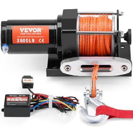 VEVOR ATVウインチ、合成ロープ付き3500ポンド電動ウインチ、12V DC ATV UTVウ...