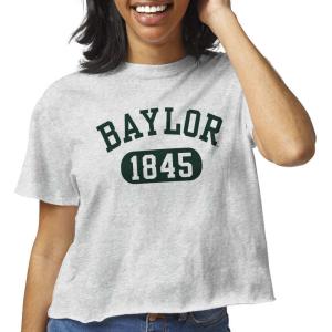 リーグレガシー (League-Legacy) レディース Tシャツ トップス Baylor Bears Grey Clothesline Cotton Cropped T-Shirt｜import-garage