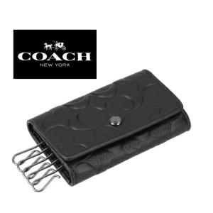 コーチ COACH 5連キーケース キーリング付 メンズ シグネチャー レザー カーフ ブラック アウトレット f76986｜import-shop-aij3