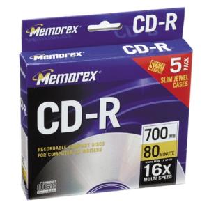 5pak Slim (Data) Memorex 700MB/80 Minute 16x CD R Media (5 Pack w 並行輸入品｜import-tabaido