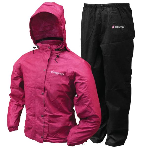 【並行輸入品】Frogg Toggs 雨のスーツ、女性のジャケットパンツ S サイズ チェリー/ブラ...