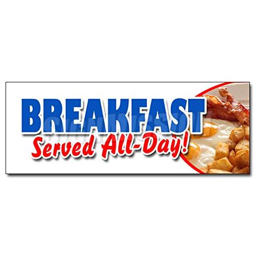 24&quot; Breakfast Served All Day Decal Sticker Bacon E...