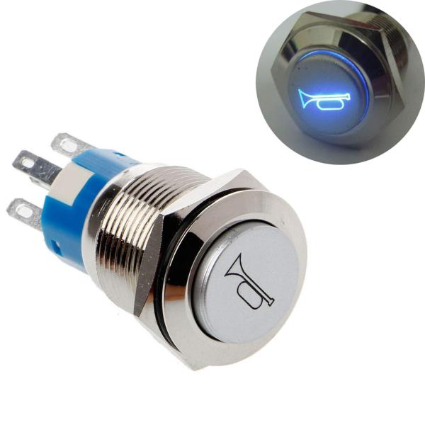 【並行輸入品】12V 5A 12V 19mm ブルー LED モーメンタリプッシュボタン メタルスイ...