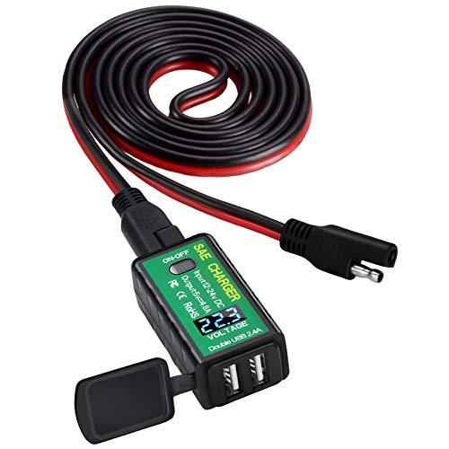 【並行輸入品】YONHAN オートバイ用USB電話充電器 4.8A SAE→USBアダプター 電圧計...