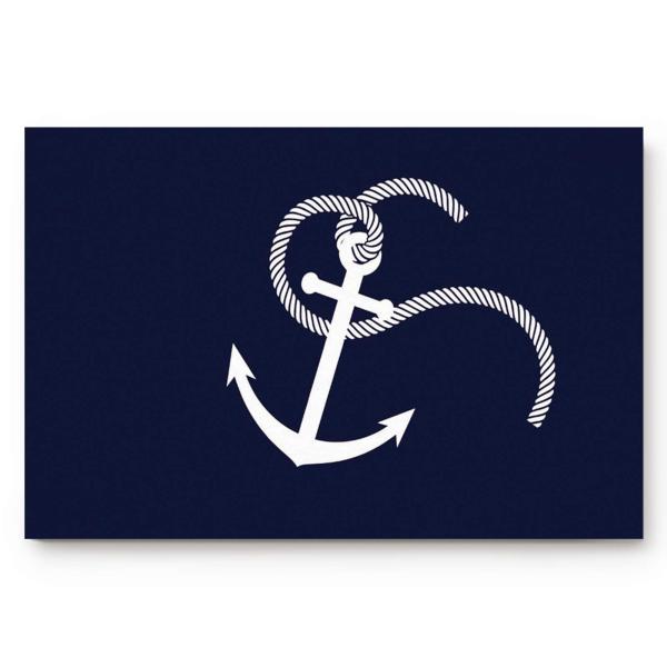 Libaoge White Nautical Anchor Navy Blue Doormat En...