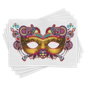 Ambesonne Mardi Gras Place Mats Set of 4, Ornate Floral Details  並行輸入品