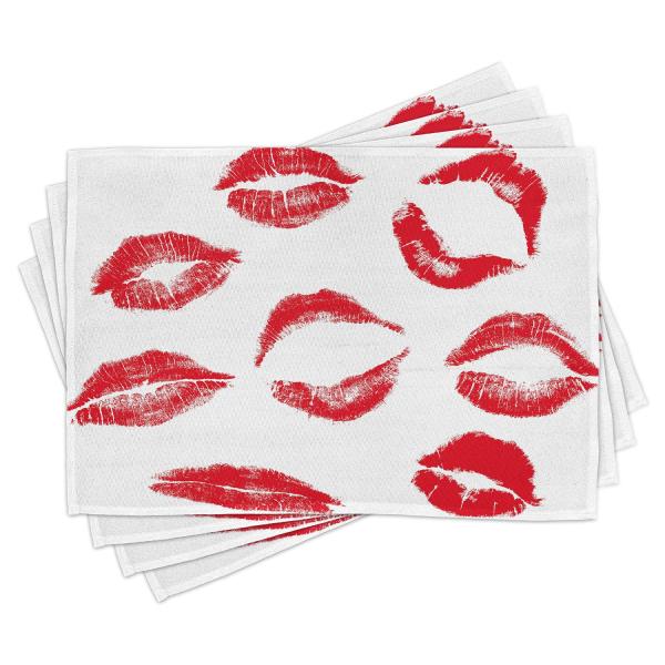 Ambesonne Kiss Place Mats Set of 4, Various Differ...