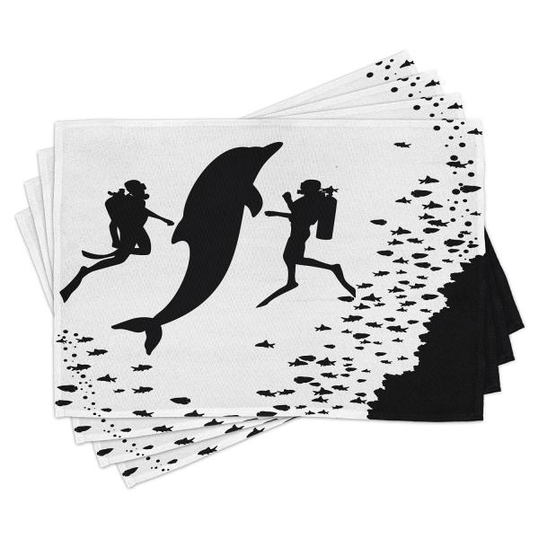 Ambesonne Dolphin Place Mats Set of 4, 2 Scuba Div...